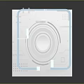 Cartoon Scene Layout With Square Frame Circular Center And Blue White Design Elements 3d model