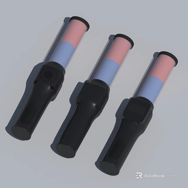 Three Curling Irons With Black Handles Pink And Blue Styling Sections 3d model 