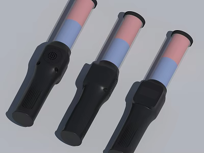 Three Curling Irons With Black Handles Pink And Blue Styling Sections 3d model