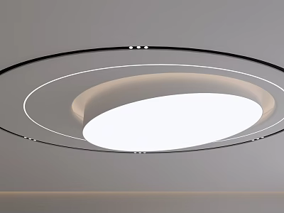 Modern Minimalist Ceiling Design With Circular Recessed Lighting And Sleek LED Strips 3d model