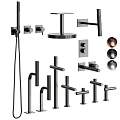 Modern Rose Gold Shower Faucet Set With Handheld And Rainfall Components