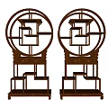 Chinese Traditional Wooden Bogu Display Shelves With Round Frame And Multi Tier Design