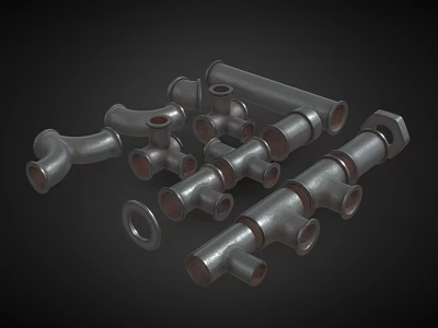 Different Types Heavy Duty Metal Pipe Fittings For Industrial Hardware Tools 3d model