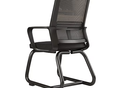 Modern Black Office Chair With Mesh Backrest Black Seat And Sturdy Armrests Frame 3d model