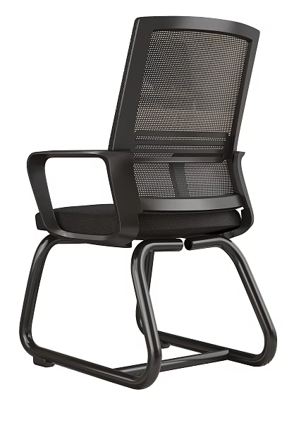 Modern Black Office Chair With Mesh Backrest Black Seat And Sturdy Armrests Frame 3d model