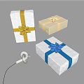 Decorative Gift Boxes With Gold And Blue Bows For Home Decoration