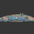 Blue Watercraft With Orange Accents Detailed Surface Structure And Industrial Design Elements