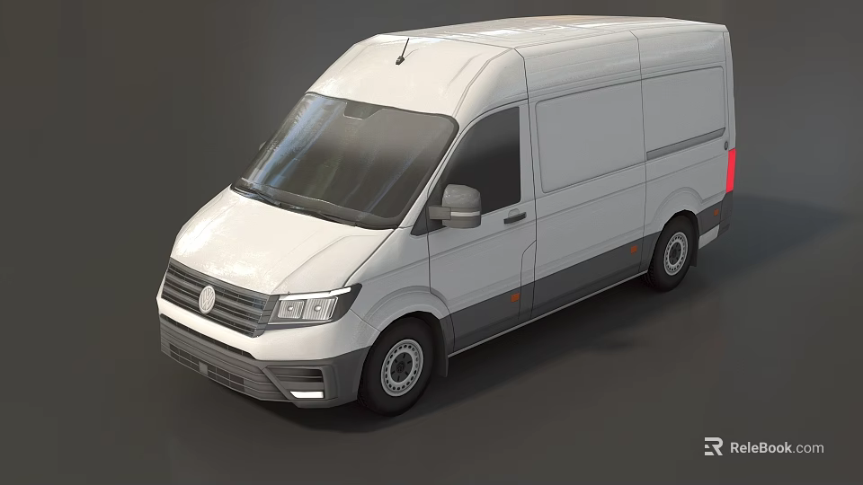 Volkswagen White Commercial Cargo Van Front View With Side Windows And Closed Compartment 3d model 