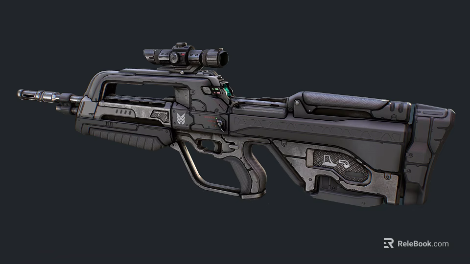 Futuristic Tactical Rifle With Mounted Scope And Advanced Mechanical Design Details 3d model 