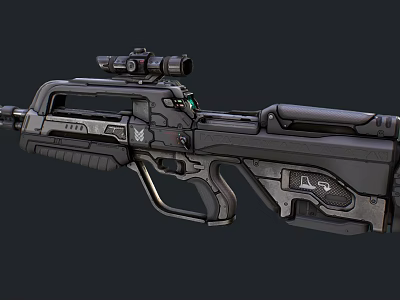 Futuristic Tactical Rifle With Mounted Scope And Advanced Mechanical Design Details 3d model