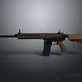 Tactical Rifle With Brown And Black Finish Long Barrel Picatinny Rail And Magazine