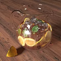 Refreshing Glass Pitcher Drink With Ice Cubes Lemon Lime Slices And Mint Leaf 3d model