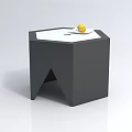 Modern Minimalist Hexagonal Coffee Table With Black Frame White Tabletop And Lemon 3d model