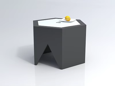 Modern Minimalist Hexagonal Coffee Table With Black Frame White Tabletop And Lemon 3d model