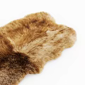Square Brown Beige Fur Rug With Natural Soft Cozy Texture For Home Decor
