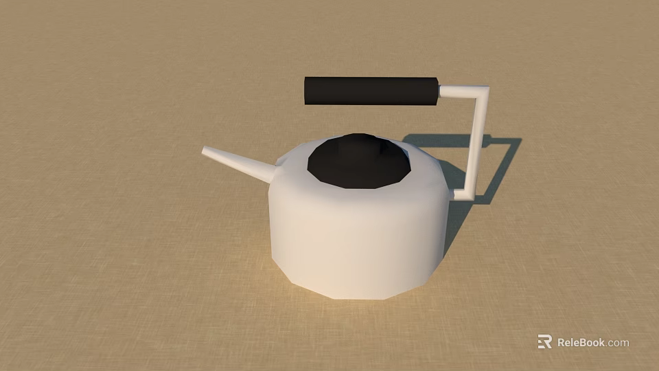 Modern White Kitchen Kettle With Black Handle And Lid Design 3d model