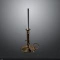 Copper Colored Decorative Candle Holder With White Candle Round Base And Small Ring