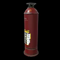 Red Fire Extinguisher With Hose And Safety Instruction Label For Emergency Use