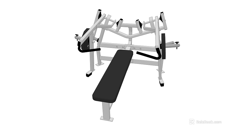 Adjustable Home Gym Fitness Equipment with Weight Bench and Sturdy Rack 3d model 