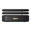 Modern Black Bedside Table With Minimalist Oval Design And Gold Handle Drawer 3d model