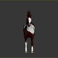 Red and White Horse Character with Dark Spiky Mane in 3D Rendering