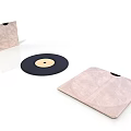 Computer Mouse Pad With Vinyl Record Design And Open Packaging Sleeve On White Background 3d model