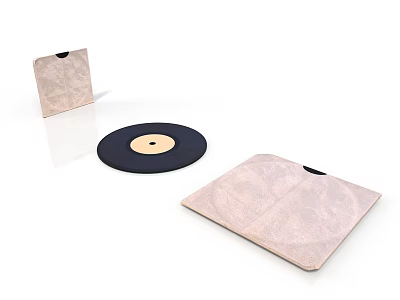 Computer Mouse Pad With Vinyl Record Design And Open Packaging Sleeve On White Background 3d model