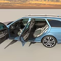 Blue Car 3D Rendered Images With Interior Exterior Wheels And Design Details From Various Angles
