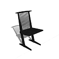 Black Wooden Leisure Chair With Slat Back X Shaped Legs And Modern Design