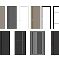 Sleek Modern Hinged Doors with Various Colors and Glass Panel Designs 3d model