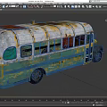 Old Rusty Bus With Faded Yellow And Green Paint And Number 142