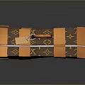 Brown Patterned Suitcase With Orange Trim And Handle For Daily Use