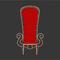 Elegant Chair with Red Seat Backrest and Intricate Golden Frame Design