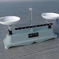 Commercial Laboratory Balance With White Pans Gray Base And Blue Box