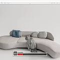 Modern Multiplayer Sofa Fabric Multiplayer Sofa 3d model