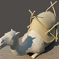 Classic Stone Camel Landscape Sculpture With Back Carrying Frame And Bundle 3d model
