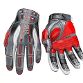 Gray And Red Leather Sports Gloves With Protective Design And Breathable Features