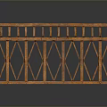 Detailed Wooden Bridge Model With X Shaped Support Frames And Railings