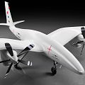 White TITAN Military Drone With Four Propellers Red Cross Marking And Landing Gear