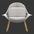 Modern Light Gray Fabric Single Sofa With Wooden Legs And Sleek Design