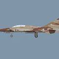 Military Camouflage Fighter Jet With Brown Beige Paint And Transparent Cockpit On Gray Background