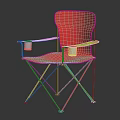Red Folding Chair With Metal Frame Armrests And Cup Holders Modern Design