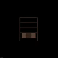 Modern Wooden Shelf Unit With Open Layers And Storage Drawers Design