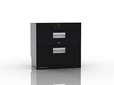 Modern Black Double Drawer Kitchen Appliance With Stainless Steel Handles And Sleek Design 3d model
