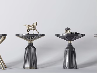 Modern round metal coffee table decorations 3d model