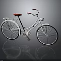 Vintage White Bicycle with Red Seat Headlight and Reflective Surface Design 3d model