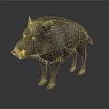 Wild Boar With Furry Coat And Visible Tusks In Standing Pose On Neutral Background