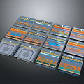 Futuristic Sci Fi Tech Panels Arranged In Grid With Neon Accents And Geometric Designs