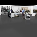 Modern Event Exhibition Display Wall With Curved Panels And Photo Displays