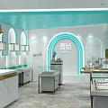 Modern SEAZ Jewelry Store Exterior With Turquoise White Facade And Glass Display Windows